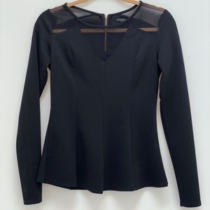 Dynamite Black Peplum Long Sleeve w/ Mesh